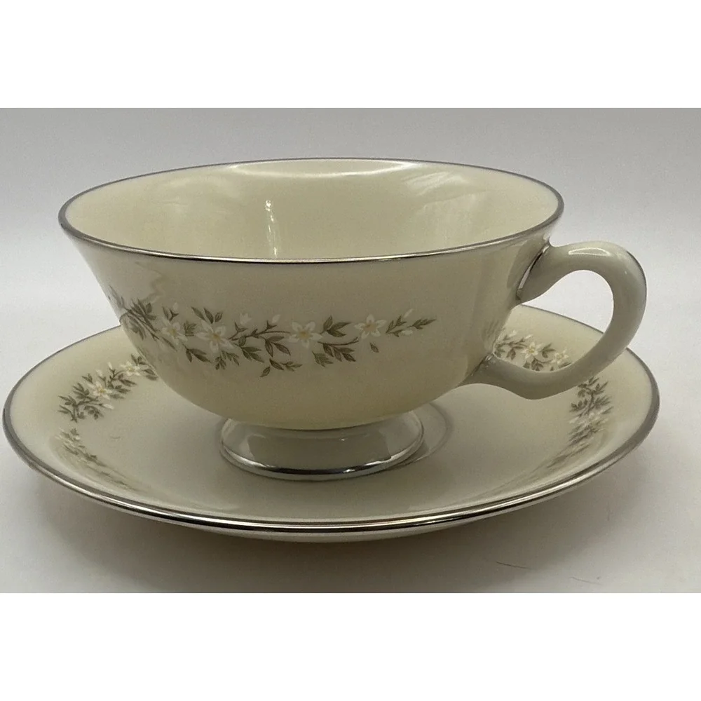 Lenox Platinum Brookdale Cup And Saucer Cream Floral Replacement
